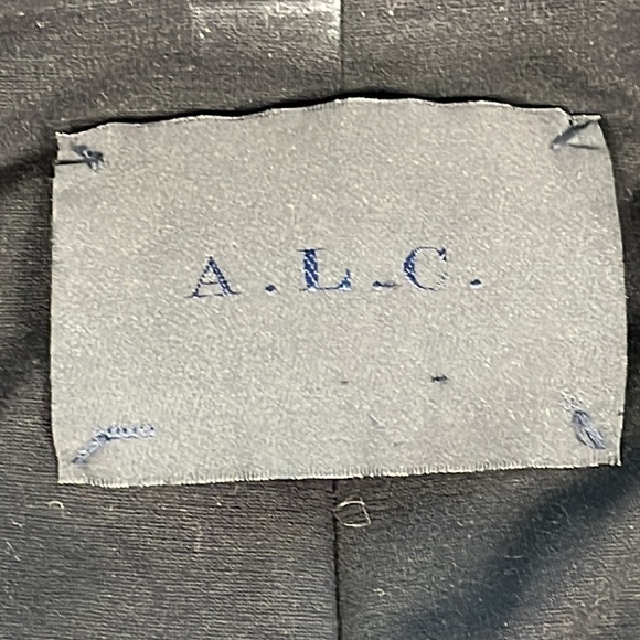 ALC Plaid Funnel Biker Moto Jacket Wool Black Gray Dark Academia Tartan Sz 2 - Picture 9 of 10